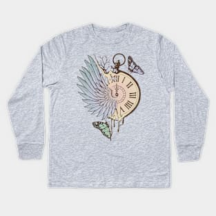 Le Temps Passe Vite  (Time Flies) Kids Long Sleeve T-Shirt